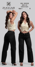 Jean Wide Leg Strech Back Negro - ZUGGAR | Cod. ZU25228