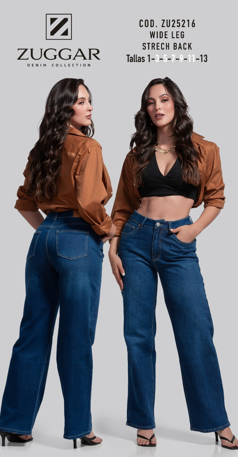 Jean Wide Leg Strech Back ZUGGAR | Cod. ZU25216 | Tiro Alto