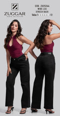 Jeans ZUGGAR ZU25244 Wide Leg Strech Back Negro | Tiro Alto - Corte Ancho