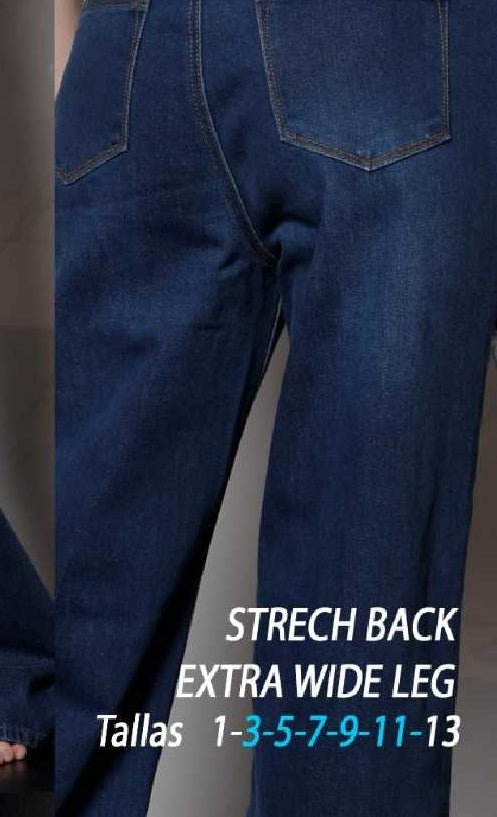 Jeans Zuggar ZU25275 Extra Wide Leg Strech Back - Tiro Alto Destruido